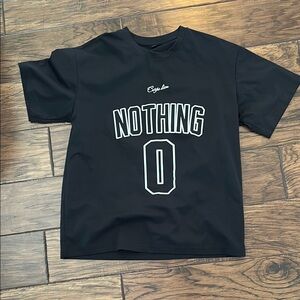 Black Graphic T-Shirt with White Lettering